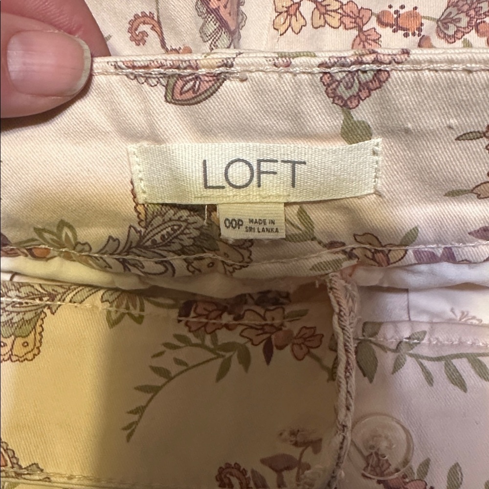 LOFT riviera pants Black and Peach Floral Capris 2 PRs size 00P - Picture 3 of 11